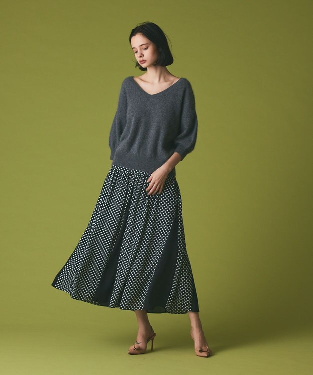 GRACE CONTINENTAL ドットコンビスカート ブラック