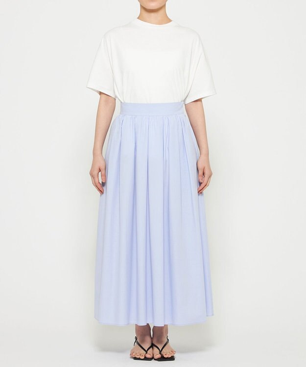 uncrave カラータイプライター フレアスカート サックス