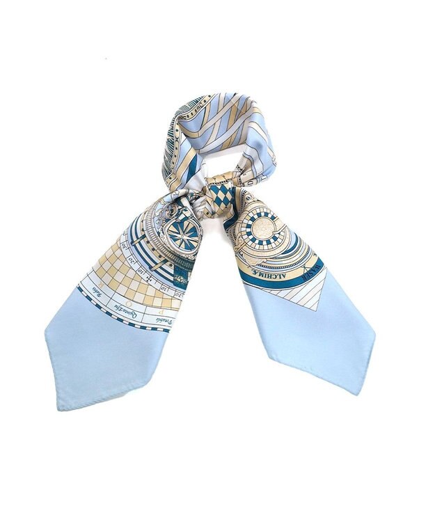 Marca ＜春の新色！＞【Marcaオリジナル】12宮   大判 シルクツイル スカーフ サックス