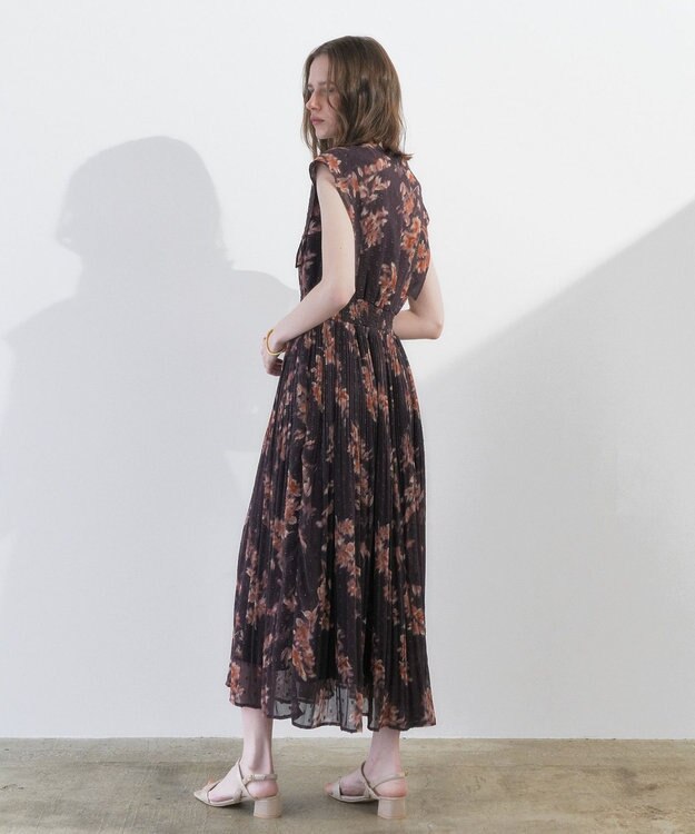 YECCA VECCA ぼかし柄プリーツワンピース Brown
