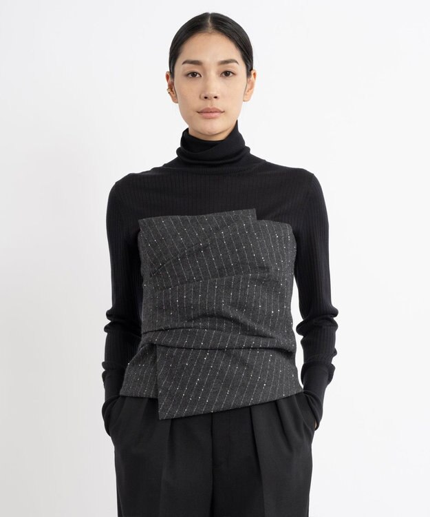 23区 S 【エステータ】ストライプシークイン ビスチェ グレー系