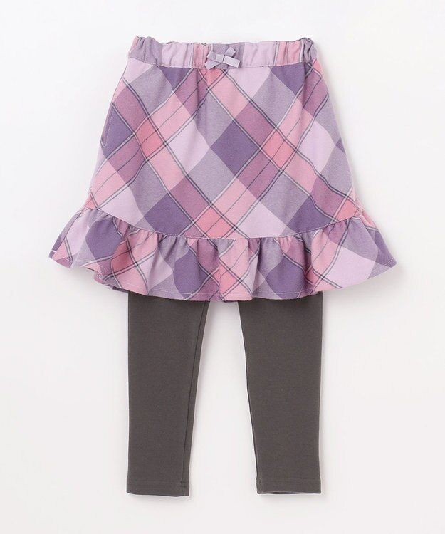 ANY KIDS チェック スカッツ ラベンダー系チェック