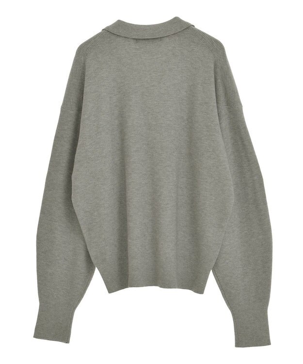 AMERICAN HOLIC バイパチ片畦衿付きニットプルオーバー Gray Mixture