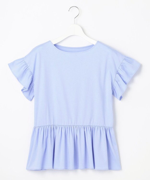 Feroux 【UVケア】フリルスリーブペプラム カットソー スカイブルー系