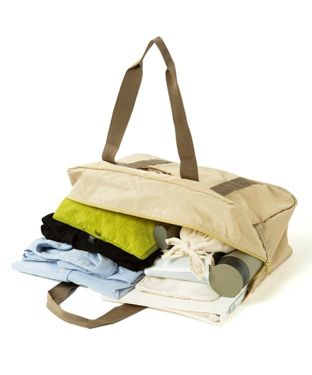 ACE BAGS & LUGGAGE World Traveler  タイヴァス ボストンバッグ 折りたたみ可能 26L 折りたたみ可能 セットアップ可能 ポーチ付き ワールドトラベラー アルコ 旅行 お出かけ 63712 グレージュ