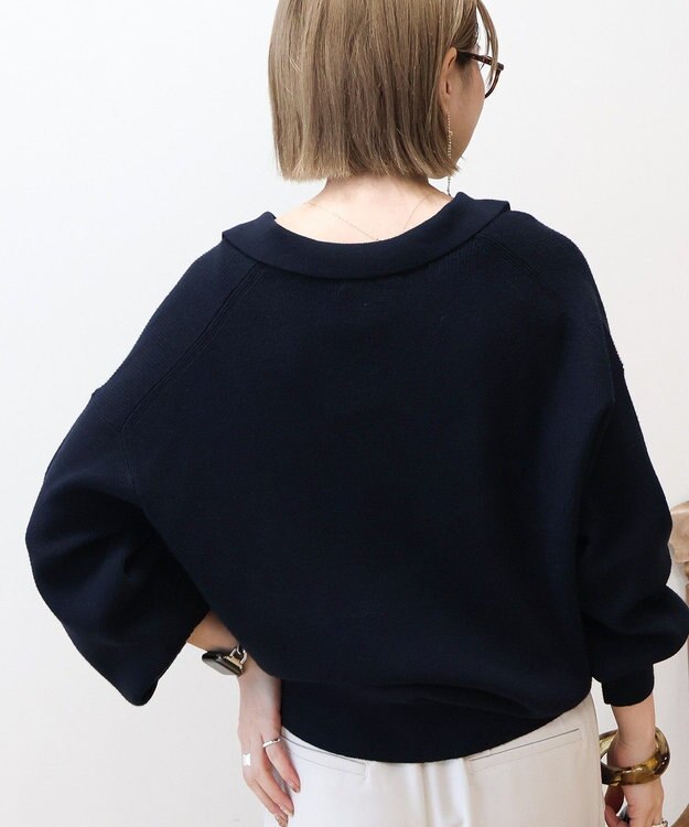 AMERICAN HOLIC バイパチ片畦衿付きニットプルオーバー Navy