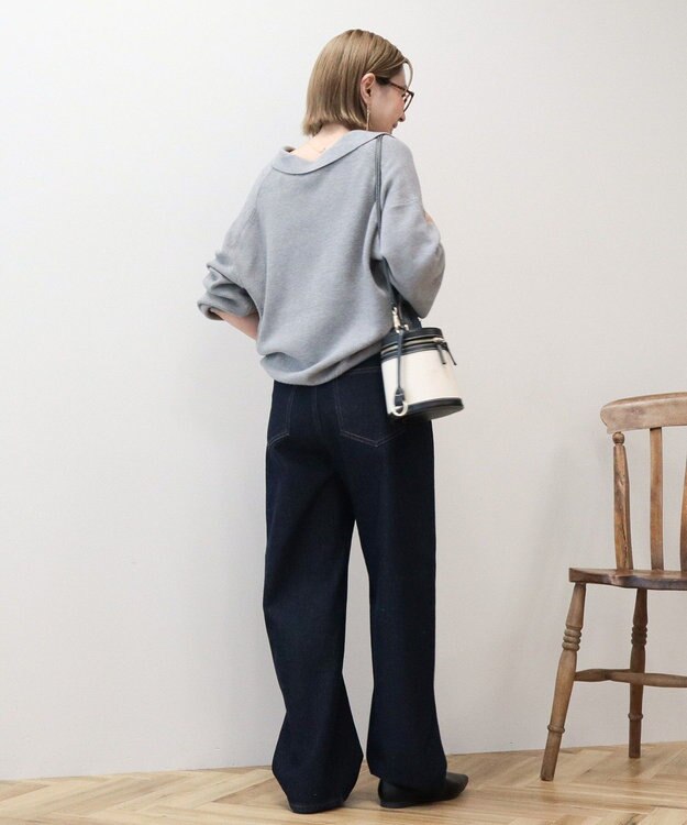 AMERICAN HOLIC バイパチ片畦衿付きニットプルオーバー Gray Mixture