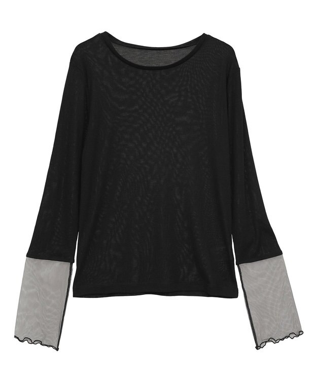 earth music&ecology シアースリーブプルオーバー Black