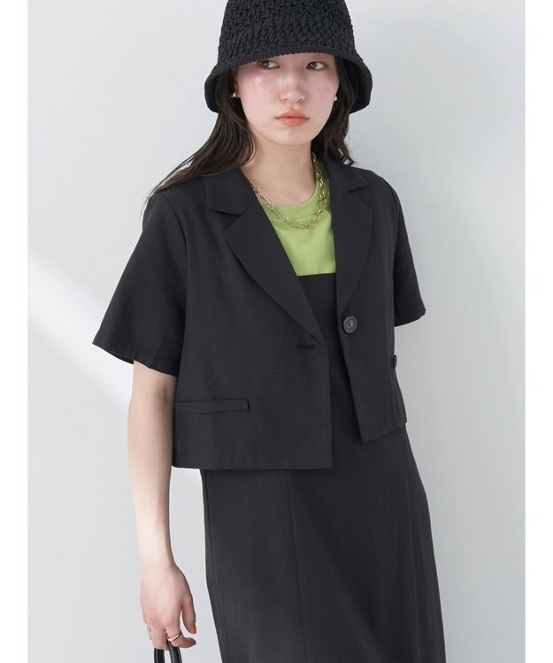 earth music&ecology リサイクルポリエステルブレンドショートシャツ Black