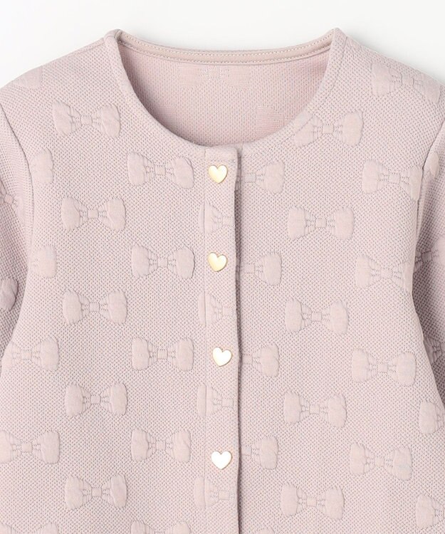 ANY KIDS リボン ジャガード カーディガン ベージュ