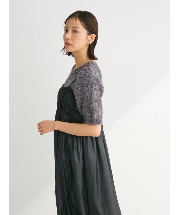 Green Parks レザー風キャミワンピース Black