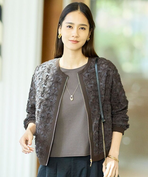 自由区 S 【SHIHOさん着用・展示会人気No.1・こだわり素材】テープエンブロイダリー ブルゾン ブラウン