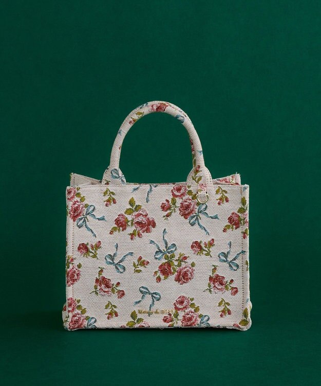 ローズリボン柄ゴブランスクエアトートSバッグ / Maison de FLEUR