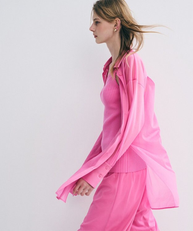 uncrave トリコットシフォン ロングシャツ ピンク