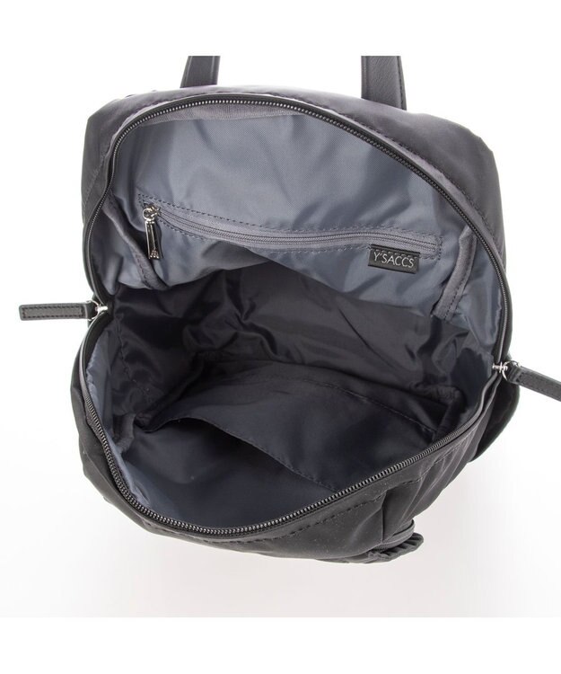 Y'SACCS NEWナイロン×レザーコンビシリーズ　前ポケットミニリュックサック ブラック