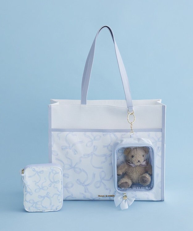 Maison de FLEUR リボンプリントクリアポーチ Light Blue