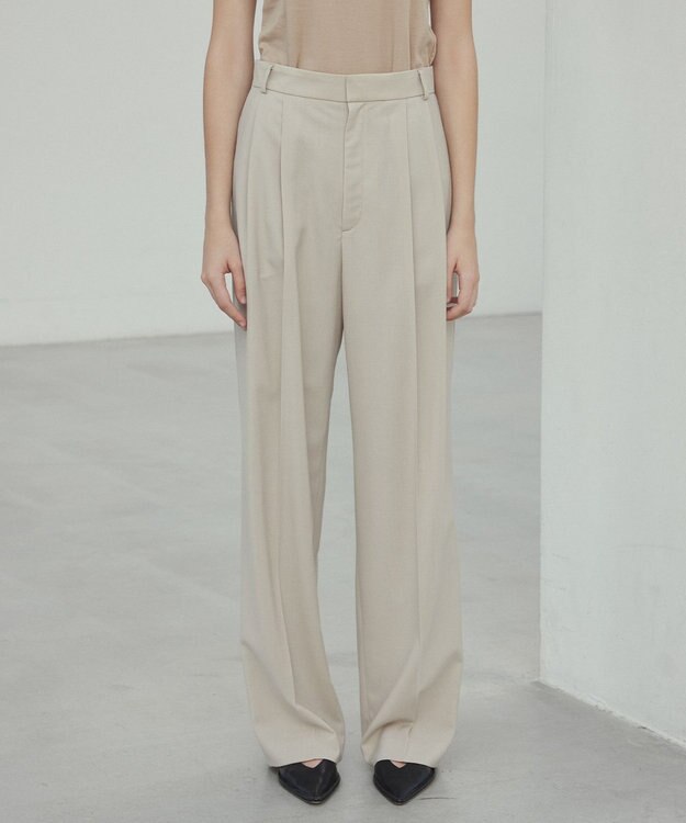 BEIGE， 【GISELe 6月号掲載】OREGANO / サマーウールタックワイドパンツ Taupe