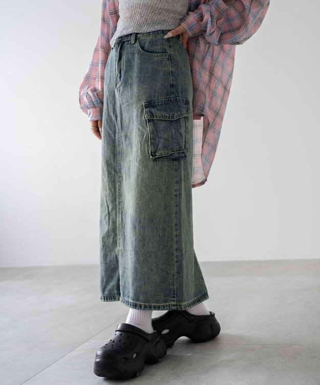 WEGO カーゴデニムスカート デニム中濃色