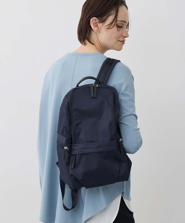 ICB 【新仕様・A4サイズ収納可・容量約14L】8ポケットナイロンリュック ネイビー