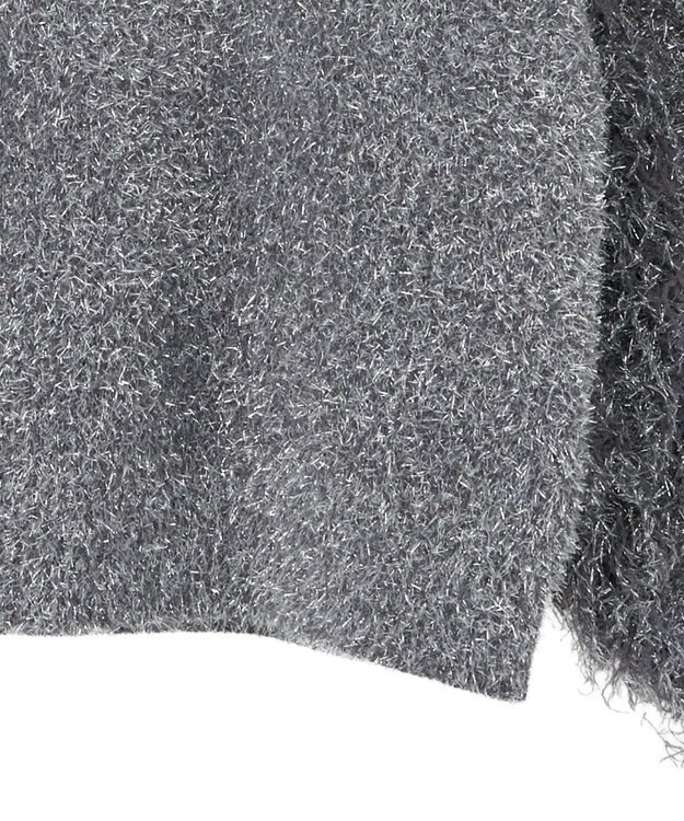 Green Parks ・ｆｕｒｒｙ　ｒａｔｅ　ラメフェザー袖フリンジニット Gray