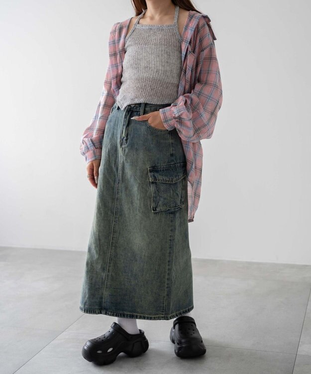 WEGO カーゴデニムスカート デニム中濃色