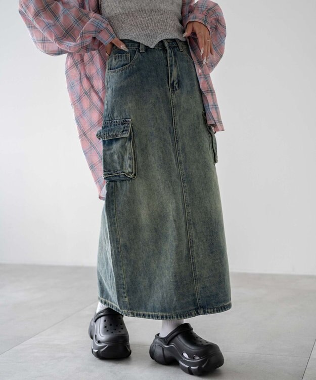 WEGO カーゴデニムスカート デニム中濃色