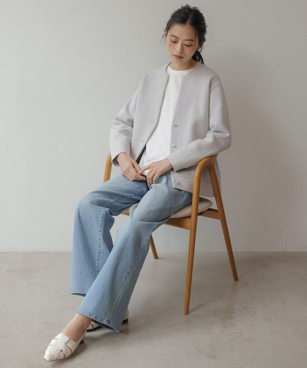 J.PRESS LADIES ダンボールジャージー ブルゾン ライトグレー系