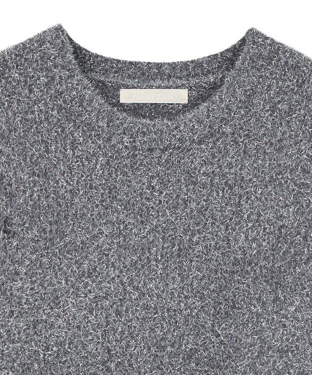 Green Parks ・ｆｕｒｒｙ　ｒａｔｅ　ラメフェザー袖フリンジニット Gray