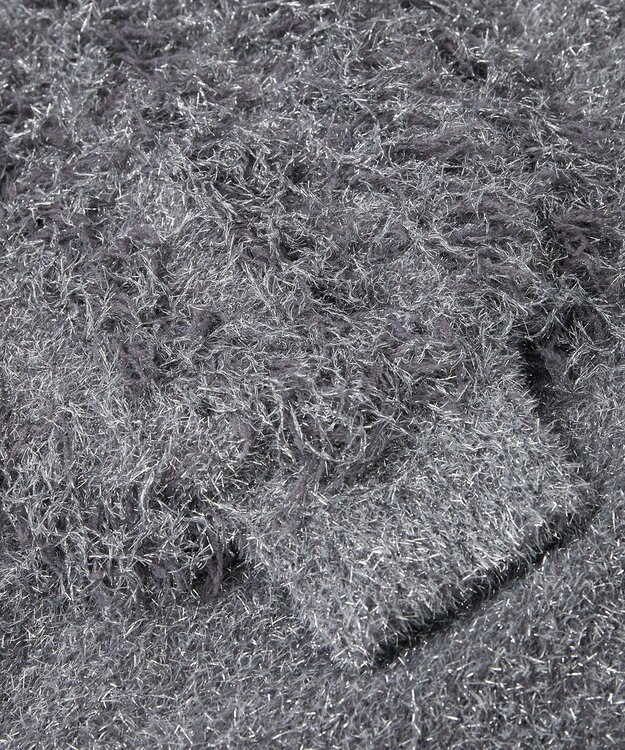 Green Parks ・ｆｕｒｒｙ　ｒａｔｅ　ラメフェザー袖フリンジニット Gray