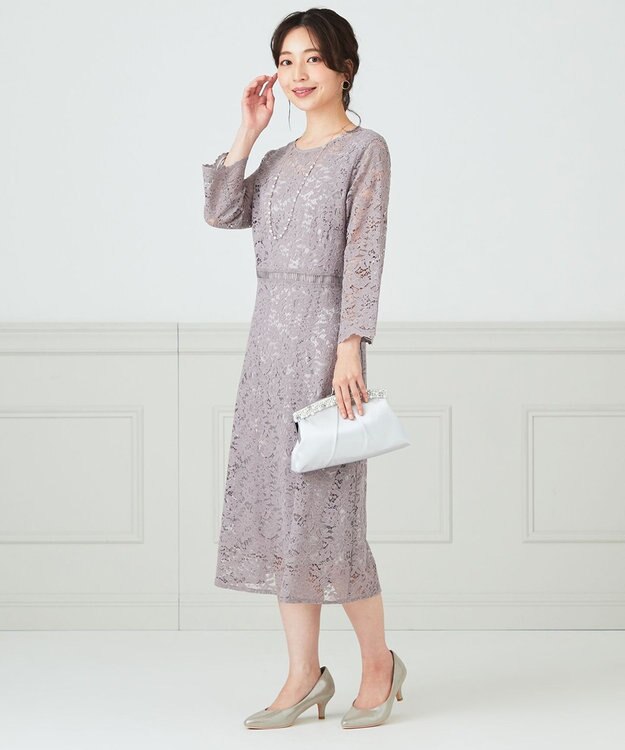 ANY SIS 【洗える】総レース ワンピース ピンク