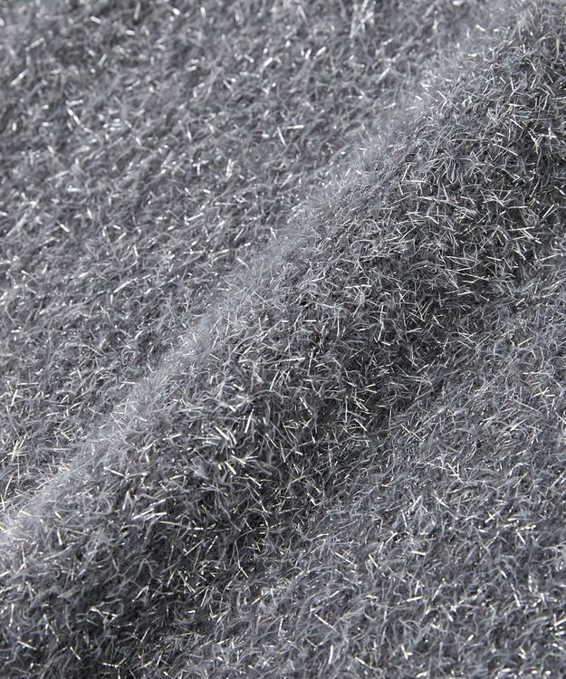 Green Parks ・ｆｕｒｒｙ　ｒａｔｅ　ラメフェザー袖フリンジニット Gray