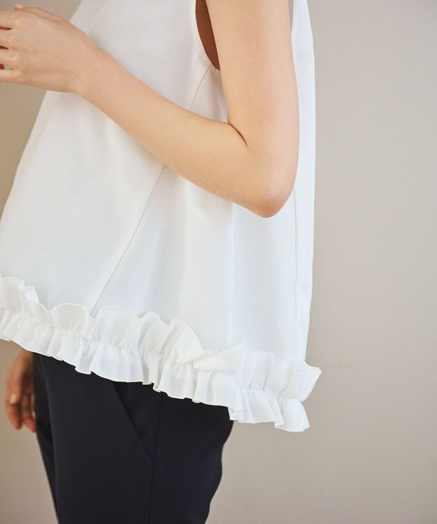 #Newans 【金子綾さんインスタライブご紹介アイテム】〈小柄さんにお勧め〉フリルヘムジレブラウス ホワイト