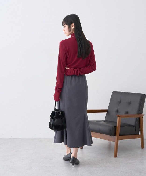 earth music&ecology リブタートルネックプルオーバー Red