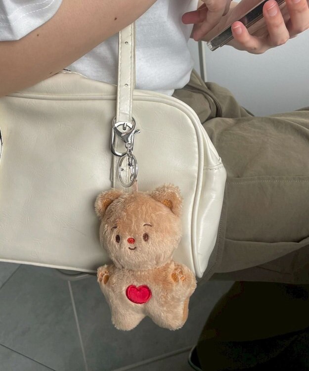 WEGO まゆげハートベアぬいぐるみキーホルダー ブラウン