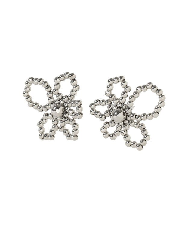 YECCA VECCA メタルビーズフラワーピアス Silver