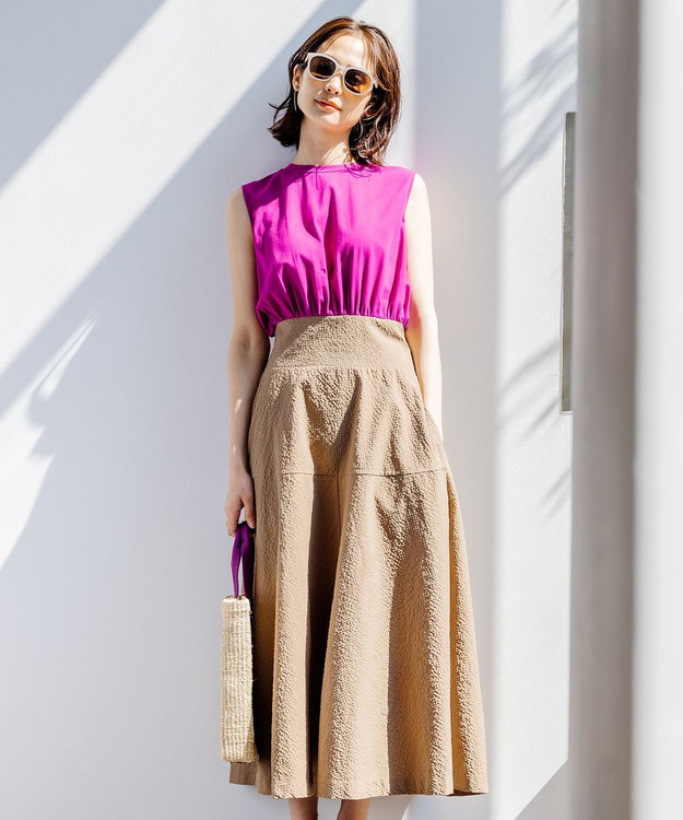 組曲 【洗える】ジャージコンビ ドレス ベージュ系