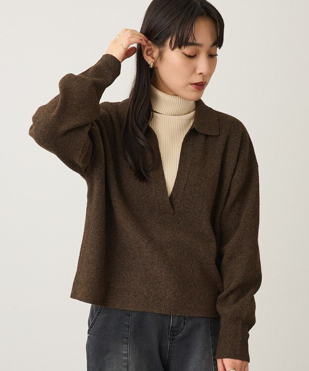 CRAFT STANDARD BOUTIQUE 深Vネックニットプルオーバー Brown