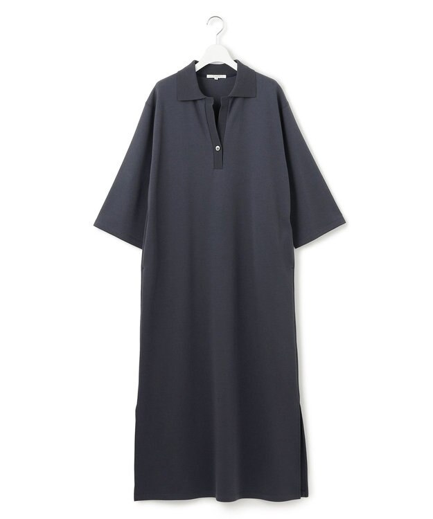 23区 L 【SLOW/一部店舗限定】ライトダンボール スキッパー ワンピース ネイビー系