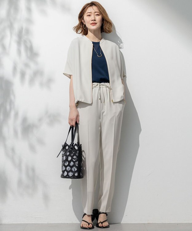 23区 S 【一部店舗限定/吸水速乾/UVカット/接触冷感】ストレッチジョーゼット フレンチスリーブ ブルゾン ベージュ系