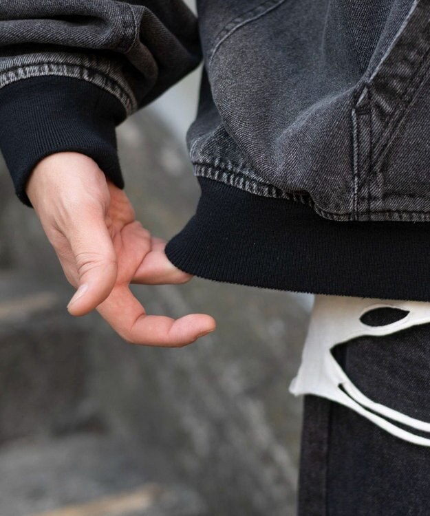 WEGO ワーカーズフードブルゾン デニムブラックソノタ