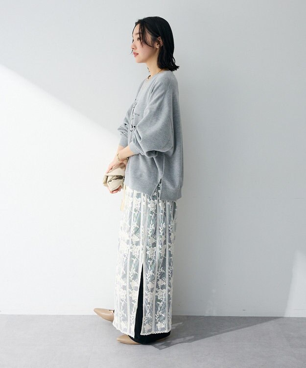 Green Parks レイヤードレーススカート Ecru