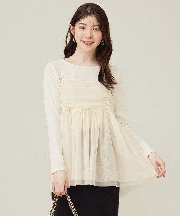 ANY SIS 【洗える】チュールレイヤード キャミソール アイボリー