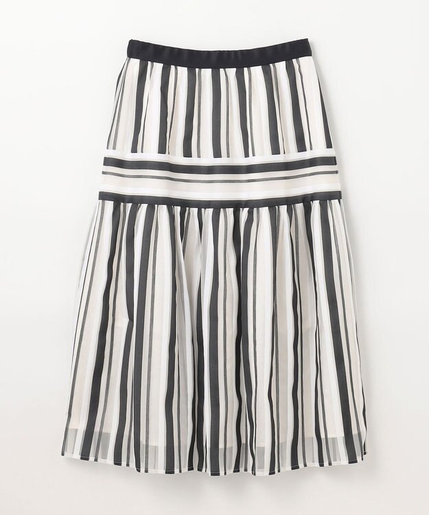 GRACE CONTINENTAL マルチシアーストライプスカート ブラック