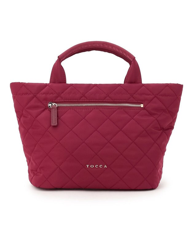 TOCCA TRACE PAVE FASTENER TOTE ナイロンキルトバッグ レッド系