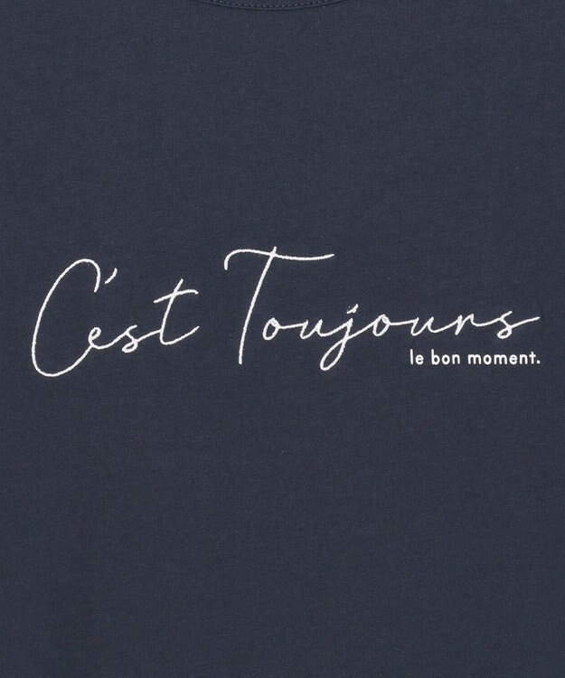 ANY SIS L 【美人百花6月号掲載】フレンチスリーブロゴ Tシャツ ネイビー