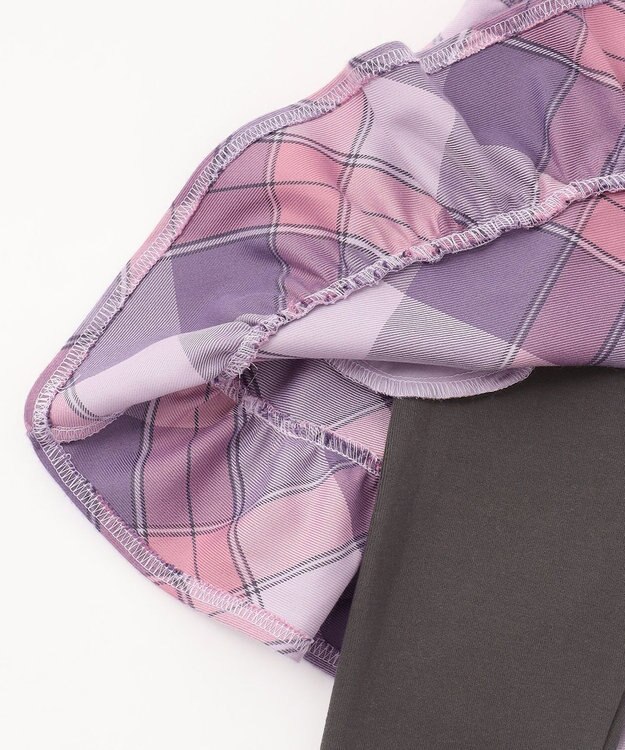 ANY KIDS チェック スカッツ ラベンダー系チェック