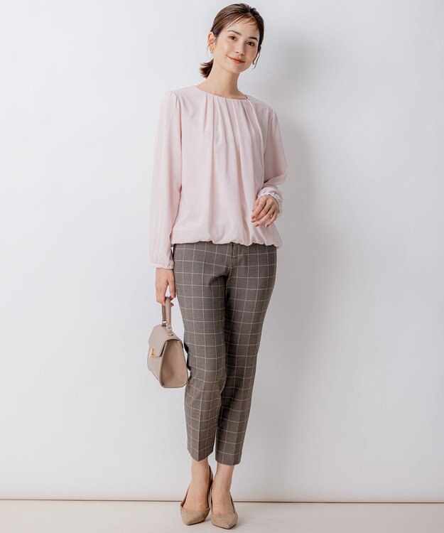 組曲 L 【洗える・WEB限定】2WAYウォームストレッチ テーパードパンツ ベージュ系3