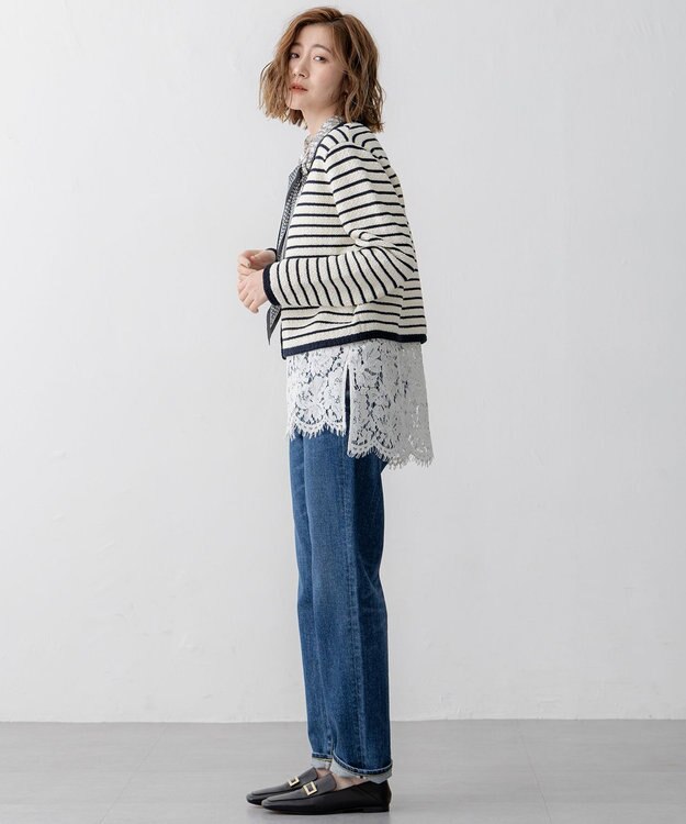 23区 【洗える】レースコンビストレッチ マットサテン インナー タンクトップ ホワイト系