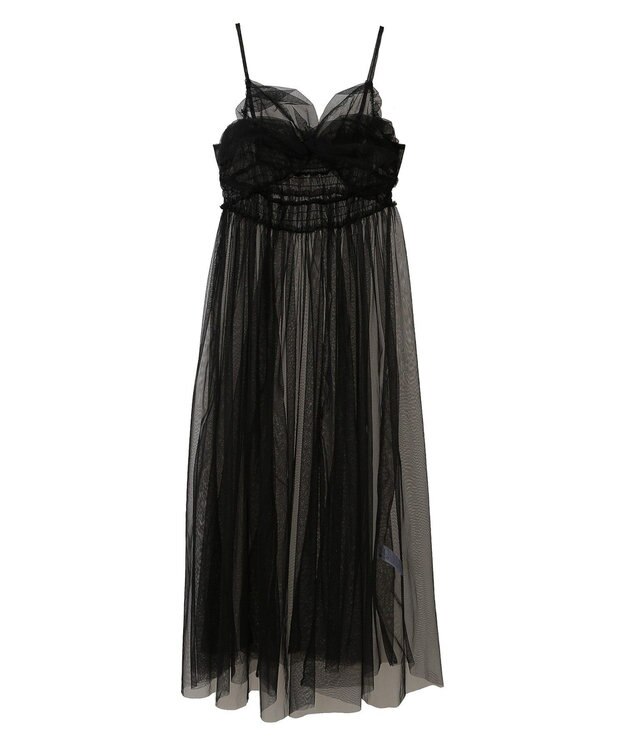 earth music&ecology ねじりチュールキャミワンピース Black