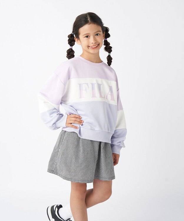 OP／FILA 【FILA】パステルカラークルーネックスウェット/キッズ ラベンダー